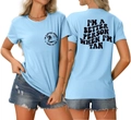 Vues avant et arrière du t-shirt bleu clair avec impression de plage I'M A BETTER PERSON - Bleu Clair (Police Noire)