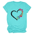 Dettaglio della stampa con impronte colorate e cuore sulla maglia blu tiffany - Blu Acqua Profonda (Testo Nero)