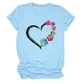 T-shirt ampia azzurra con cuore e impronte di zampe di cane colorate sul davanti - Azzurro (Testo Nero)