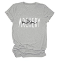 Grijs katoenen Archery Mom T-shirt met witte tekst en pijl, plat gefotografeerd - S / Lichtgrijs