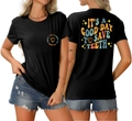 Detail view of cotton t-shirt with retro colorful It's A Good Day To Save Teeth print - S / Black (IT'S A GOOD DAY TO SAVE TEETH)