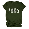 Detail of dark green Archery Mom t-shirt with rolled sleeves and round neckline - Army Green