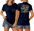 Front and back view of navy blue cotton T-shirt featuring It's A Good Day To Save Teeth print - S / Navy Blue (IT'S A GOOD DAY TO SAVE TEETH)