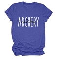 Detail of soft purple heather Archery Mom t-shirt fabric with white and black graphic print - Vintage Blue
