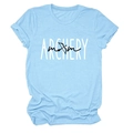 Light blue Archery Mom t-shirt for women with round neck and short sleeves graphic tee - Light Blue