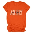 Close-up of orange Archery Mom T-shirt showing rolled sleeve cuffs and cotton texture - Orange