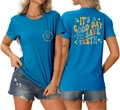 Detailed front and back view of blue T-shirt with It's a Good Day to Save Teeth print - S / Lake Blue (IT'S A GOOD DAY TO SAVE TEETH)