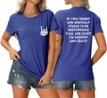 Vues avant et arrière du t-shirt bleu-violet avec slogan blanc et motif graphique - Bleu Rétro (Police Blanche)