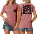 Front and back detail of Overstimulated Moms Club cotton t-shirt with large back print - S / Rose Gold (Black Font)