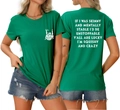 Vues avant et arrière du t-shirt vert pour femme avec motif squelette et slogan - Vert Foncé (Police Blanche)