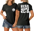 Detailed front and back view of charcoal grey Over Stimulated Moms Club graphic t-shirt - S / Heather Black (White Font)
