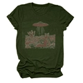 Close-up of cat and UFO desert illustration printed on a dark green cotton T-shirt - Army Green (Graphic)