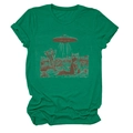 Detailed creative cat and UFO graphic print on high-quality green cotton t-shirt - Dark Green (Graphic)