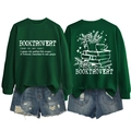 Front and back detail of a forest green crewneck sweatshirt with BOOKTROVERT bookish print - S / Dark Green (White Print)