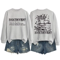 Booktrovert gray crewneck sweatshirt and distressed denim shorts set with graphic print - S / Grey (Black Print)