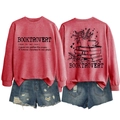 Flat lay of coral crewneck sweatshirt with Booktrovert typography and book back graphic - S / Red (Black Print)