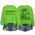 Detailed back and front view of Booktrovert sweatshirt with floral book illustrations - S / Fluorescent Green (Black Graphic)