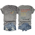 Voor- en achteraanzicht van grijs katoenen T-shirt met print en denim korte broek - S / Donkergrijs (Zwarte print)
