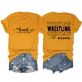 Flachbild von Wrestling Mom T-Shirt in Senfgelb und destroyed Denim Shorts Sommer-Set - S / Senfgelb (Schwarze Schrift)