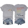 Detailed flat lay of gray T-shirt with 'you matter' text and distressed denim shorts - S / Light Gray (Black Print)
