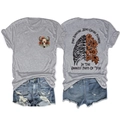 Flat lay view of grey cotton T-shirt with rib cage floral print and denim shorts set - S / Light Gray Front Chest (Black Graphic)