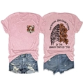 Detail of pink t-shirt with large ribcage sunflower print and distressed denim shorts - S / Pink Front Chest (Black Graphic)
