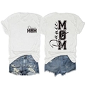 Détail recto-verso du t-shirt Dance Mom avec silhouette de gymnaste imprimée - Blanc (Police Noire)