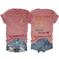 Detail of red heathered t-shirt featuring 'you matter' text and distressed denim shorts - S / Rose Gold (Black Print)