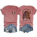 Detail of red t-shirt with sunflower ribcage print and distressed denim shorts - S / Rose Gold Front Chest (Black Graphic)