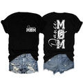 Détails recto-verso du t-shirt noir Dance MOM avec motif silhouette de ballerine - Noir (Police Blanche)