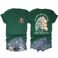 Flat lay of dark green T-shirt with skull sunflower print and denim shorts - S / Retro Green Front Chest (White Graphic)