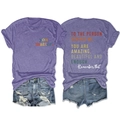 Front and back view of purple T-shirt with rainbow you matter print and denim shorts - S / Purple (White Print)