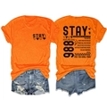 Dettaglio fronte e retro della maglietta arancione con stampa nera STAY tomorrow - S / Arancione (Stampa Nera)