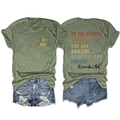 Front and back detail of green crewneck T-shirt with 'you matter' text and denim shorts - S / Olive Green (Black Print)