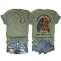 Flat lay of olive green t-shirt showing back graphic with ribcage and orange flowers - S / Olive Green Front Chest (Black Graphic)