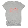 Detail eines grauen Rundhals-T-Shirts mit 'Girls Just Wanna Have Rights' Kunstdruck - S / Hellgrau