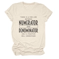 Detail of minimalist beige crew neck T-shirt featuring black math quote text print - S / Sand (Black Font)