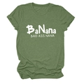 Close-up of Heather Green T-shirt with white BaNana BAD ASS NANA text print design - Olive Green (White Font)
