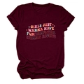 Gros plan du t-shirt bordeaux imprimé Girls Just Wanna Have Fundamental Human Rights - Bordeaux