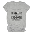Detail of grey crewneck T-shirt showing black math pun lettering on breathable cotton - Light Gray (Black Font)