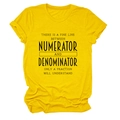 Detail of soft cotton yellow t-shirt with minimalist black math humor typography - Yellow (Black Font)