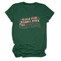 Détail du tissu chiné vert foncé et de l'imprimé à slogan rétro sur ce t-shirt - Vert Vintage