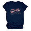 T-shirt bleu marine à col rond avec impression GIRLS JUST WANNA HAVE FUNDAMENTAL HUMAN RIGHTS - Bleu Marine