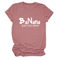 Macro detail of Bad Ass Nana print on a mauve crew neck short sleeve t-shirt - Rose Gold