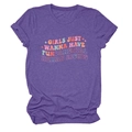 Détail du t-shirt violet chiné avec texte vintage sur les droits humains fondamentaux - Violet