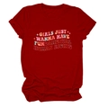 Détail du t-shirt rouge en coton avec motif vagues et texte rétro imprimé - Rouge