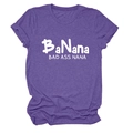 Detailed view of heathered purple cotton T-shirt featuring white BaNana graphic print - Purple (White Font)