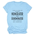 Close-up of math humor text print on light blue cotton crew neck short sleeve T-shirt - Light Blue (Black Font)