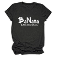 Detail view of charcoal grey t-shirt with BaNana Bad Ass Nana print and cuffed sleeves - Heater Grey (White Font)