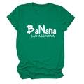 Detail of green cotton T-shirt showing soft texture and Bad Ass Nana white print - Dark Green (White Font)